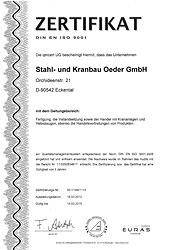 EN ISO 9001-Zertifikat EN ISO 9001-Zertifikat